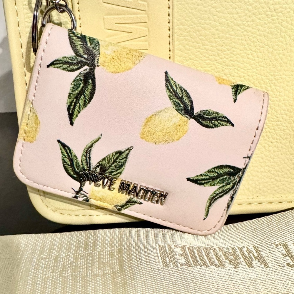 Steve Madden Lemon Yellow Mini Tote with Card Case - Picture 4 of 16
